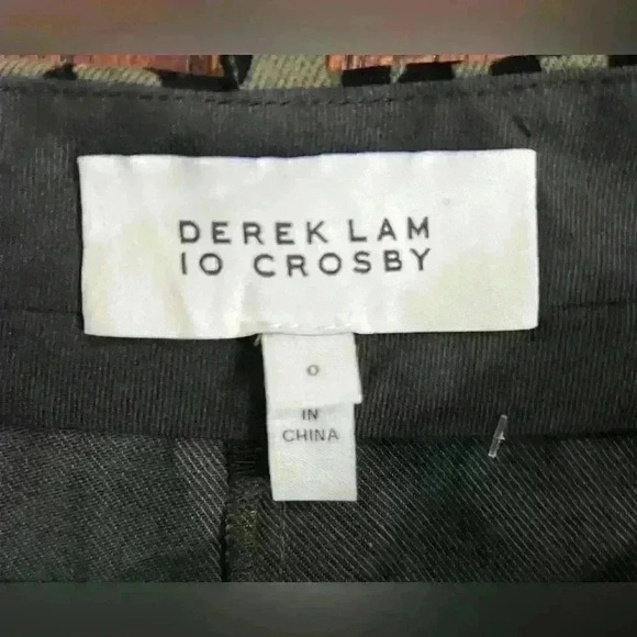 DEREK LAM 10 CROSBY Animal Print Flare Crop Pant in Green - Picture 8 of 11